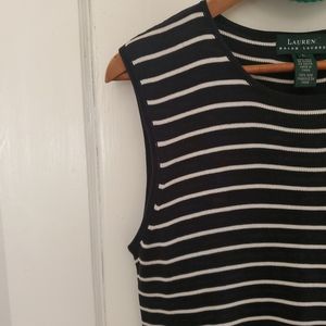 Ralph Lauren Knit Silk Tank Navy White Stripes